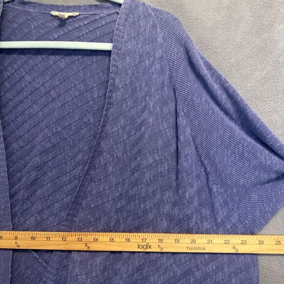 Eileen Fisher Linen Blend Slub Knit Open Front Cardigan Plus Size 2X Blue - Picture 6 of 8